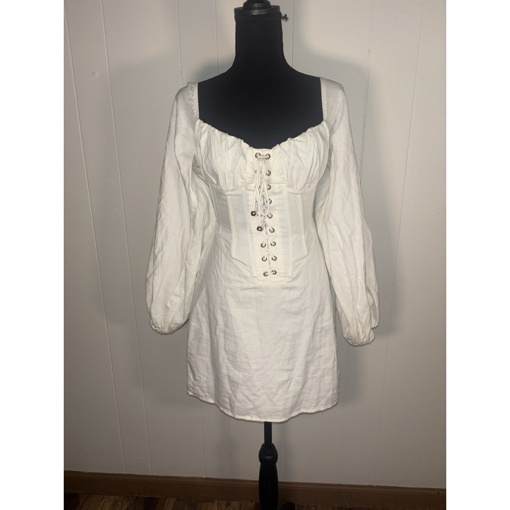 sabo skirt luxe corset vida dress Linen Cotton Xs ‎ White